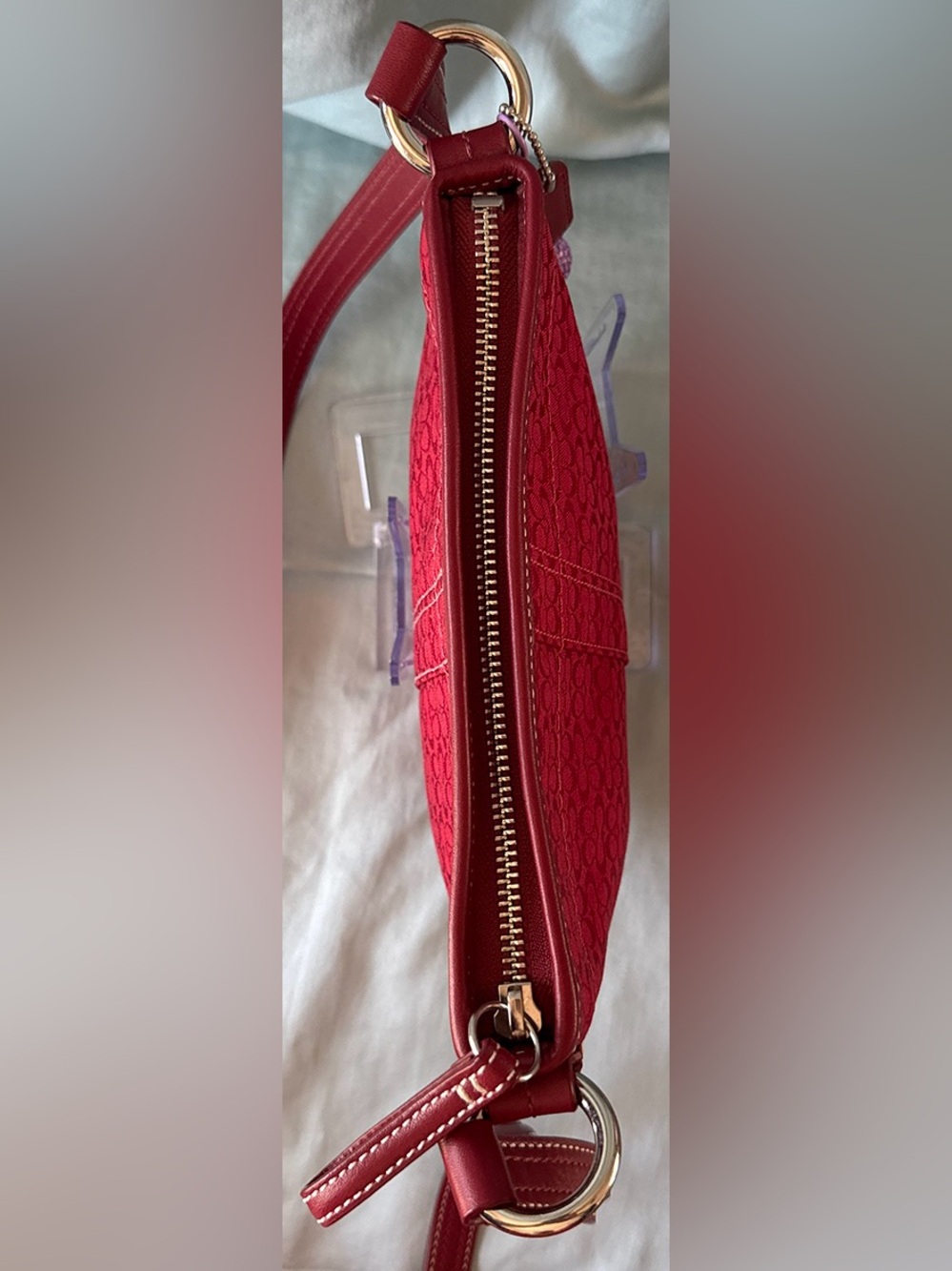 Coach Mini Soho Vintage Y2K Cherry Red Canvas Signature Monogram Crossbody - Picture 5 of 8